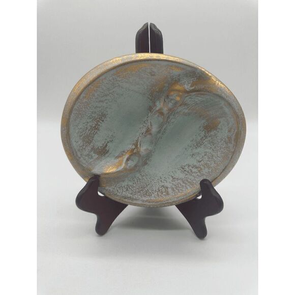 Stangl Pottery Ashtray Four Rests 8” Bronze Aqua Vintage Dish - Picture 1 of 6